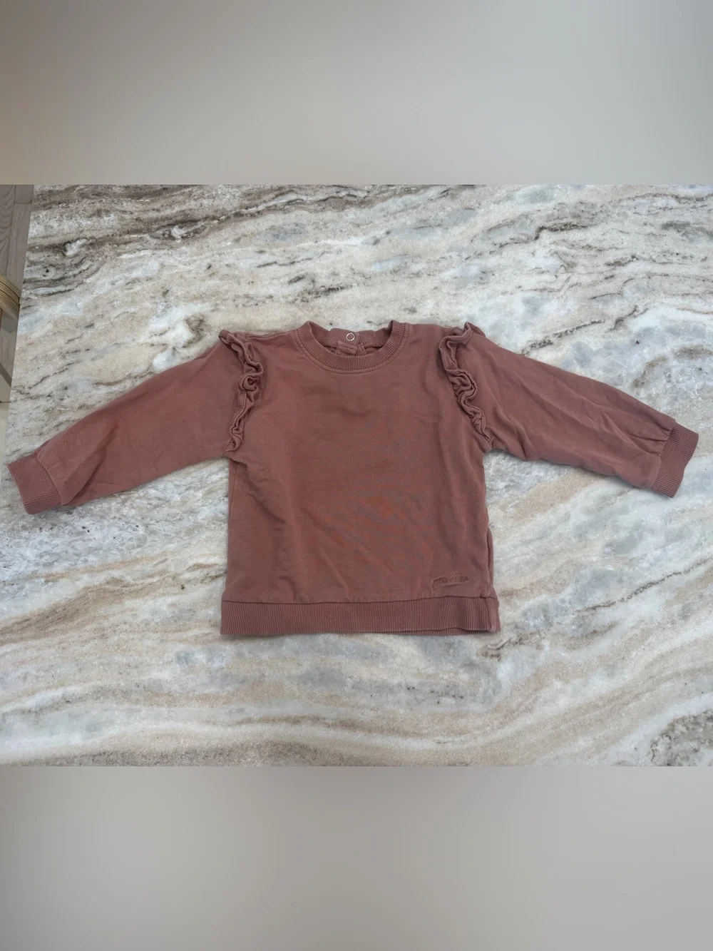Pehr ruffle sleeve crew neck sweatshirt size 12-18m